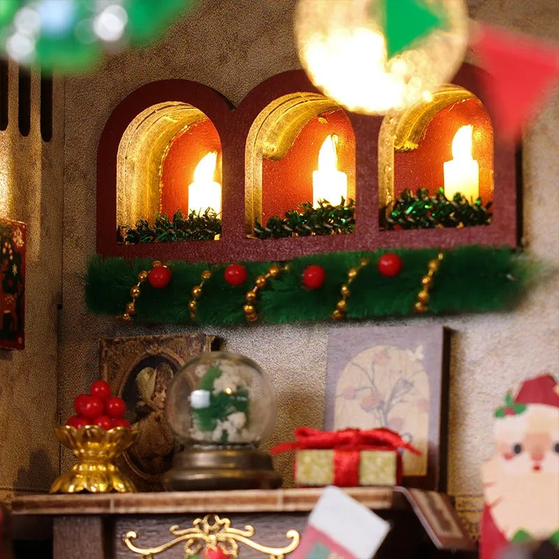 Snowy Christmas Lodge DIY Miniature House Kit