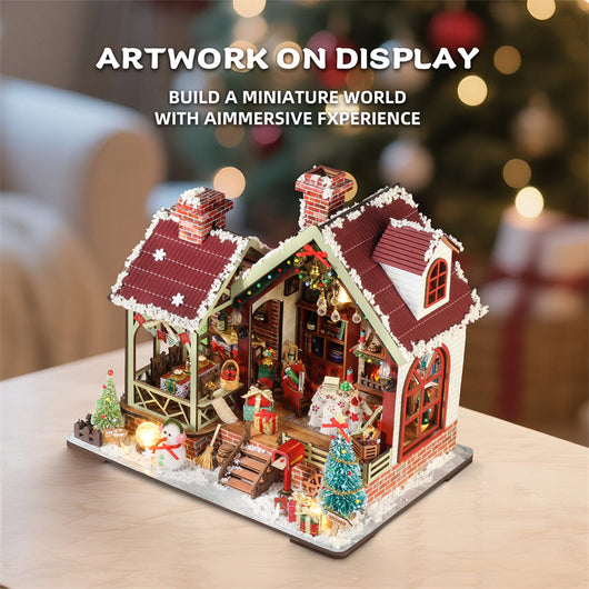 Warm Christmas Cabin DIY Miniature House Kit