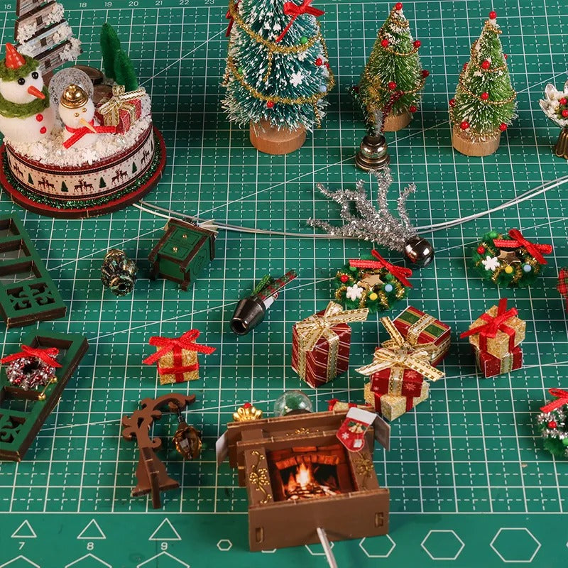 Snowy Christmas Lodge DIY Miniature House Kit