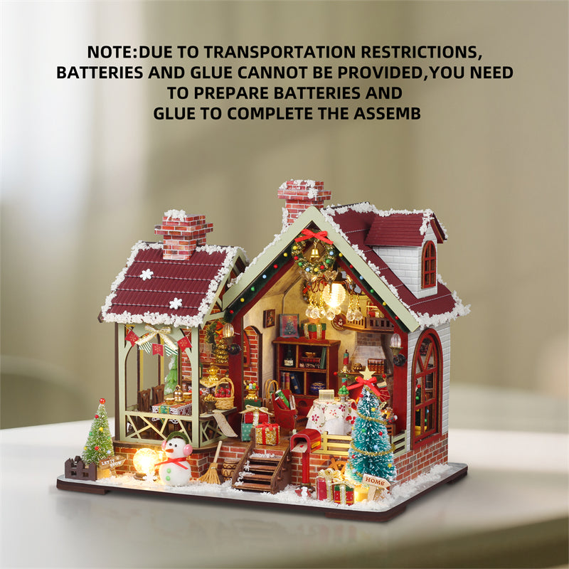 Warm Christmas Cabin DIY Miniature House Kit