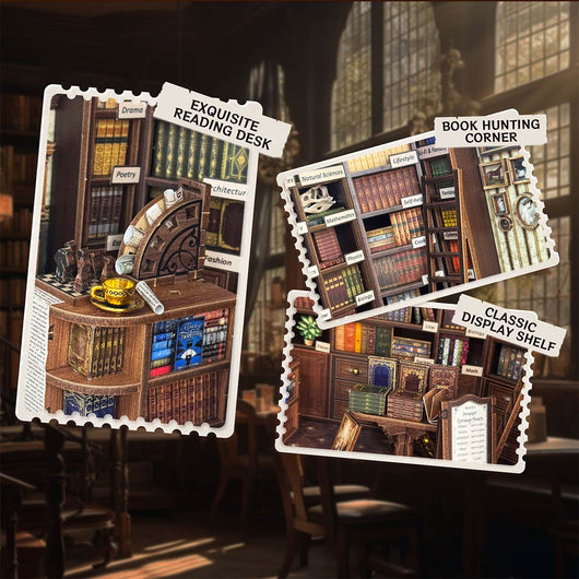 Hoggor Bookstore DIY Miniature House Kit