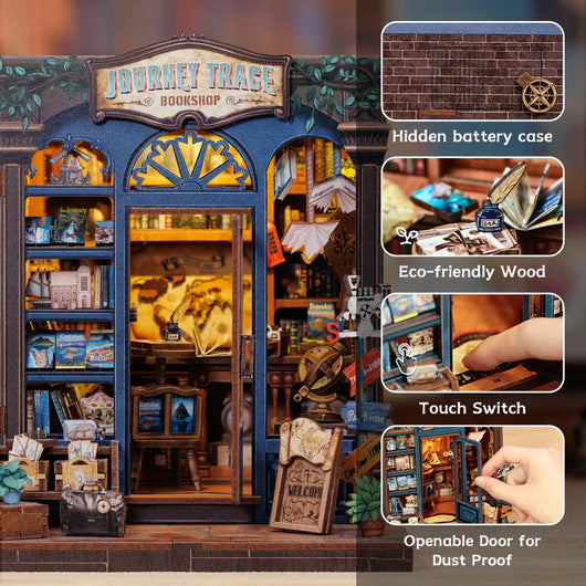 Journey Trace Bookshop DIY Miniature House Kit