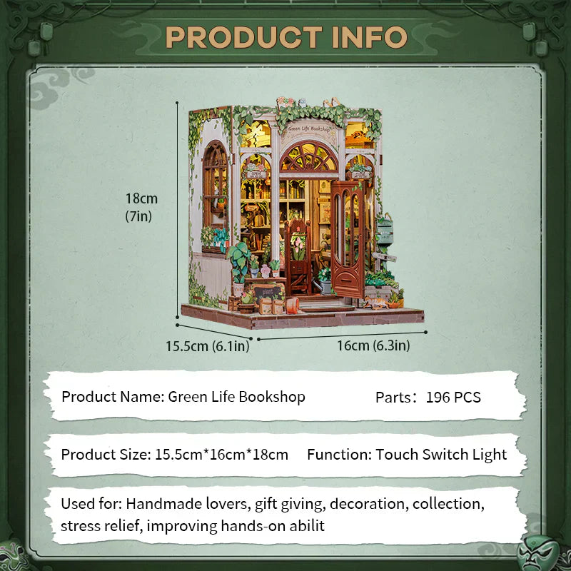 Green Life Bookshop DIY Miniature House Kit