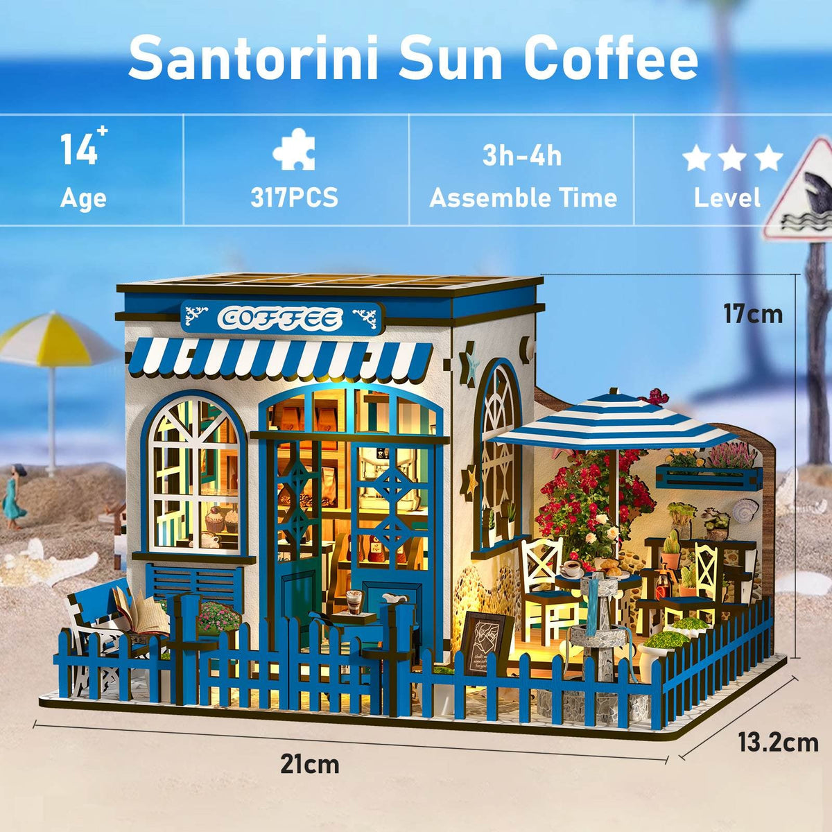 Santorini Sun Coffee DIY Miniature House Kit