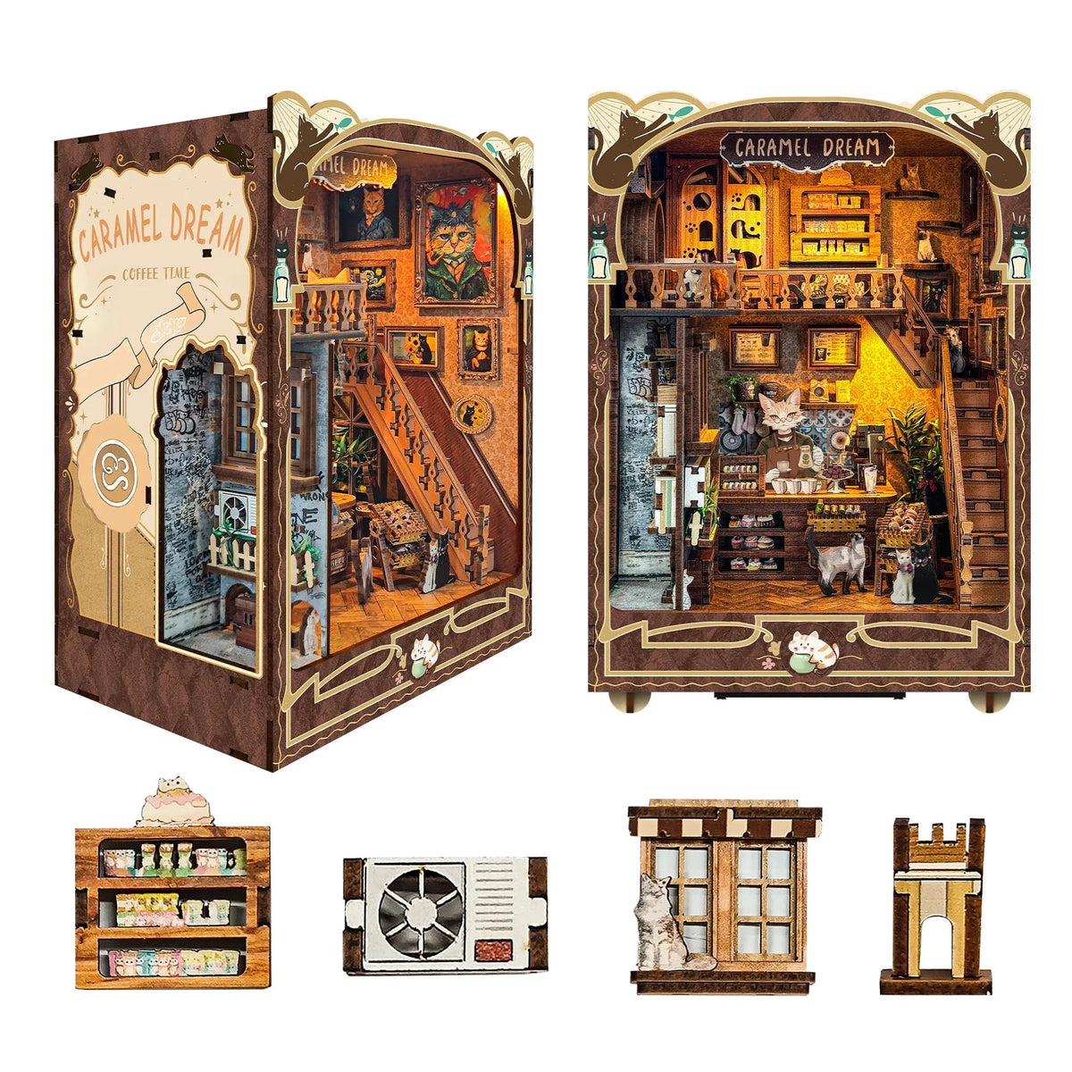 Caramel Dreams Cat Café DIY Book Nook Kit